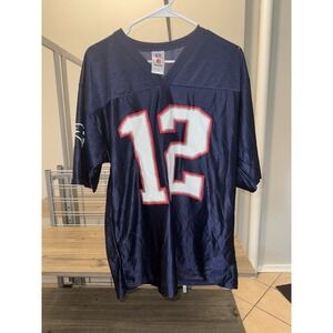 Tom Brady #12 Patriots NFL Jersey Navy Blue Size M NFL Players Vintage Style